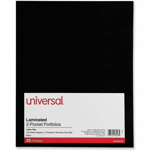 Universal Pocket Folder - 11" x 8 1/2" - 100 Sheets Capacity - 2 Inside Front & Back Pocket(s) - Laminated - 25 Box
