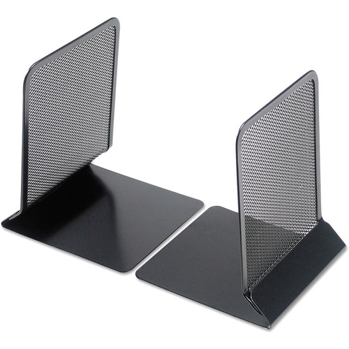 Universal Metal Mesh Bookends, Nonskid Base, 5.38 x 5.38 x 6.75, Black, Pair - 6.75" Height x 5.38" Width x 5.38" Depth - Non-skid Base, Rounded Corner - Black - Metal Mesh, Metal - 6 Pair