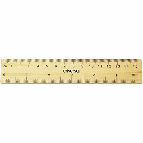 Universal Ruler - 6" Length x 1.4" Width - 1/16 Graduations - Standard, Metric Measuring System - Wood, Metal - 2 / Pack