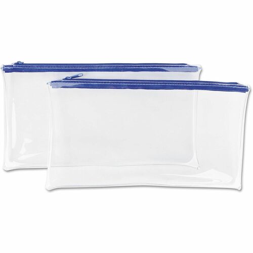 Universal Carrying Case (Wallet) Cash - Blue, Clear - Plastic Body - 6" Height x 11" Width - 2 Pack