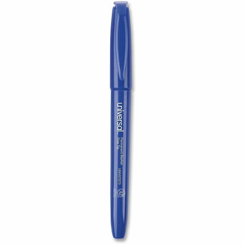 Universal Pen-Style Permanent Marker, Fine Bullet Tip, Blue, Dozen - Fine Bullet Marker Point - Blue Ink - General Purpose - 1 Dozen