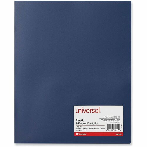 Universal Pocket Folder - 11" x 8 1/2" - 100 Sheets Capacity - 2 Pocket(s) - 10 Pack