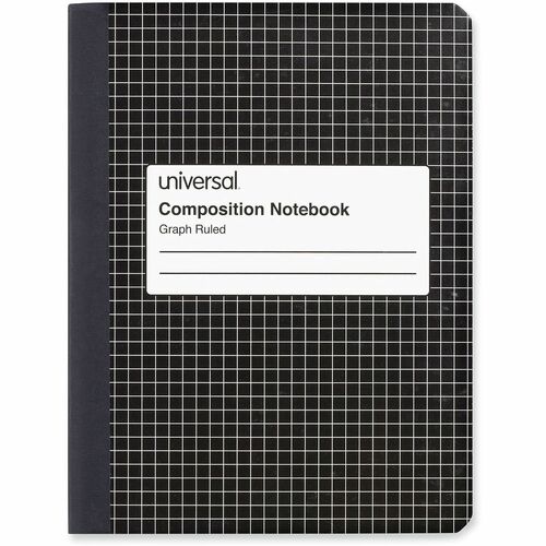 Universal Quadrille/Graph Notebook - 1 Subject(s) - 100 Sheets - Sewn - Quad Ruled Front Ruling - 38 lb Basis Weight - 9.75" Height x 7.5" Width - White Paper - Black Marble Paper Cover
