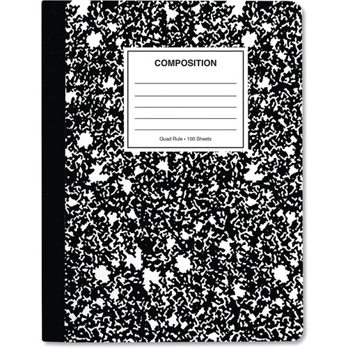 Universal Quadrille/Graph Notebook - 1 Subject(s) - 100 Sheets - Sewn - Quad Ruled Front Ruling - 38 lb Basis Weight - 9.75" Height x 7.5" Width - White Paper - Black Marble Paper Cover - 6 / Pack