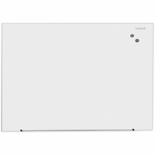 Universal Frameless Magnetic Glass Marker Board, 48" x 36" , White Surface - 48" (4 ft) Width x 36" (3 ft) Height - White Tempered Glass Surface - Magnetic - 1 Each