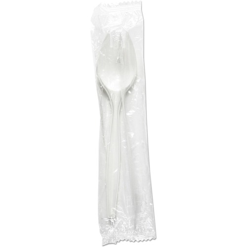 Boardwalk Mediumweight Wrapped Polypropylene Plastic Cutlery, Spork, White, 1000/Carton - Spork - 1 x Spork - Disposable - White - 1000 / Carton