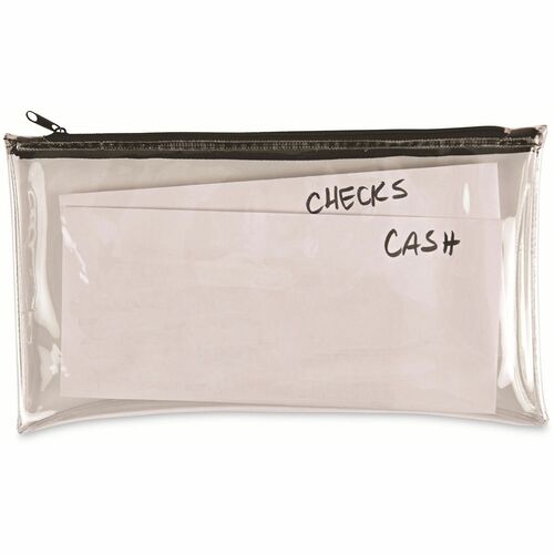 Universal Carrying Case (Wallet) Cash - Clear, Black - Faux Leather Polyurethane Body - 6" Height x 11" Width - 2 Pack