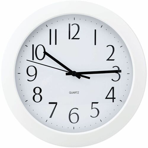 Universal Wall Clock - Analog - Quartz - White Main Dial - White Case - Plastic - Modern Style