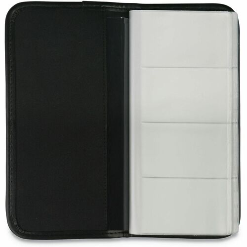 Universal Business Card Holder - Support 3.50" x 2" Media - 10.1" Height x 4.8" Width x 10.2" Depth - Vinyl - Black - 1 Each