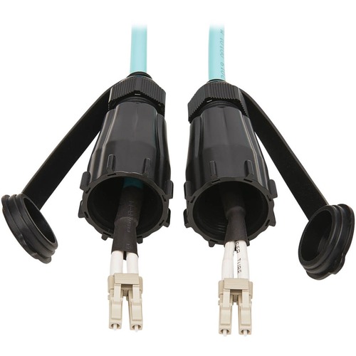 Tripp Lite Duplex MMF Fiber Patch Cable Industrial 50 OM3 LC/LC Aqua 10M - 32.81 ft Fiber Optic Network Cable for Network Device, Patch Panel, Wallplate - First End: 2 x LC Male Network - Second End: 2 x LC Male Network - 10 Gbit/s - Patch Cable - 50/125 