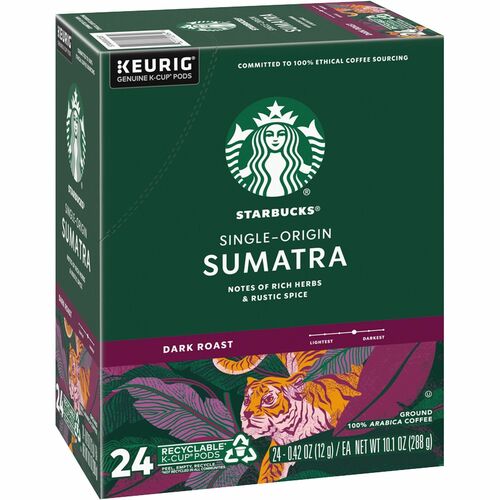 Starbucks K-Cup Sumatra Coffee - Dark - 24 / Box