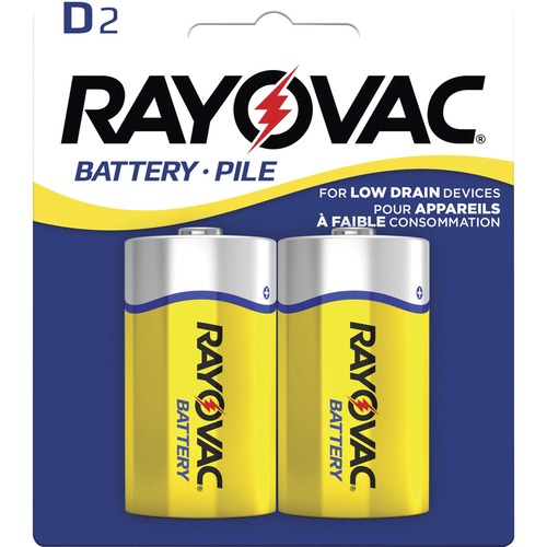 Rayovac Zinc Carbon D Batteries - For Clock, Radio, Remote Control - D - Zinc Carbon - 2 / Pack