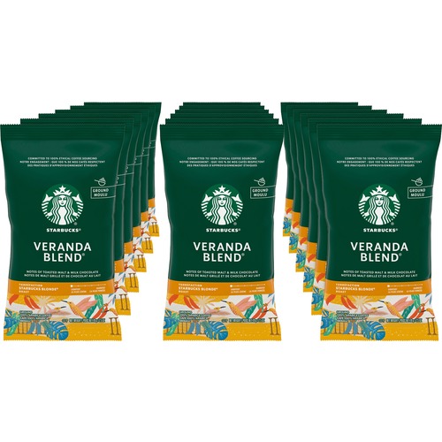 Starbucks Veranda Blend Blonde Roast Ground Coffee - Veranda Blend, Soft Cocoa, Toasted Nut, Mellow - Blonde - 2.5 oz - 18 / Box