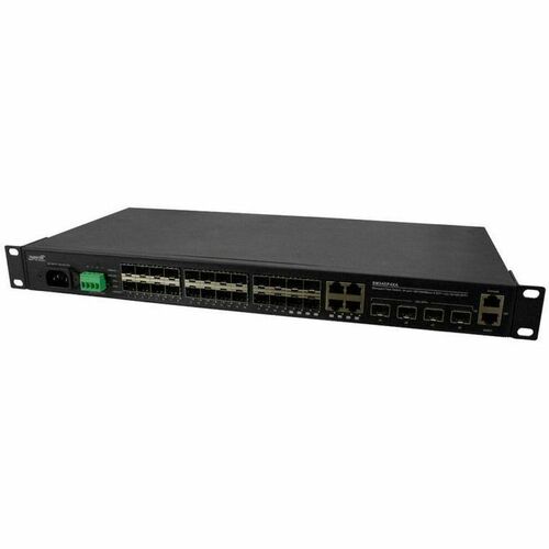 Transition Networks Ethernet Switch - 4 Ports - Manageable - 4 Layer Supported - Modular - 24 SFP Slots - 60 W Power Consumption - Twisted Pair, Optical Fiber - Rack-mountable - 5 Year Limited Warranty