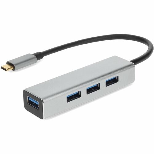 AddOn 8in USB-C Male to 4xUSB 3.0 (A) Female Hub with Aluminum Housing - 8" USB/USB-C Data Transfer Cable for MacBook, Notebook, PC - First End: 4 x USB 3.0 Type A - Female - Second End: USB Type C - Male - Aluminum - 1