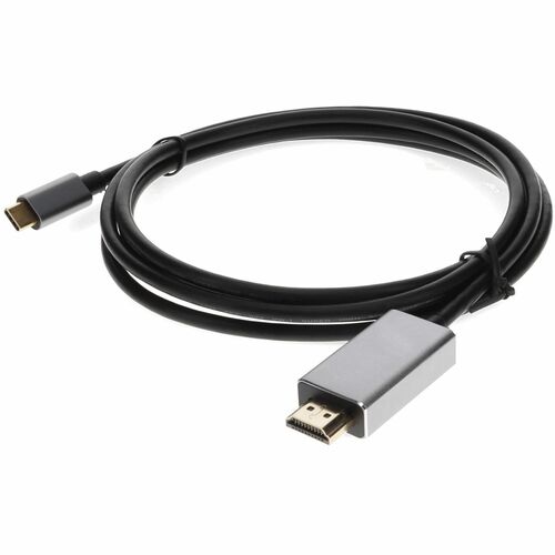 AddOn USB-C Male to HDMI (4K) Male Adapter with Aluminum Housing - 6 ft HDMI/USB-C A/V Cable for Audio/Video Device, MacBook, Notebook, PC, Monitor, Projector - First End: 24-pin USB 3.1 Type C - Male - Second End: 19-pin HDMI Type A Digital Audio/Video -