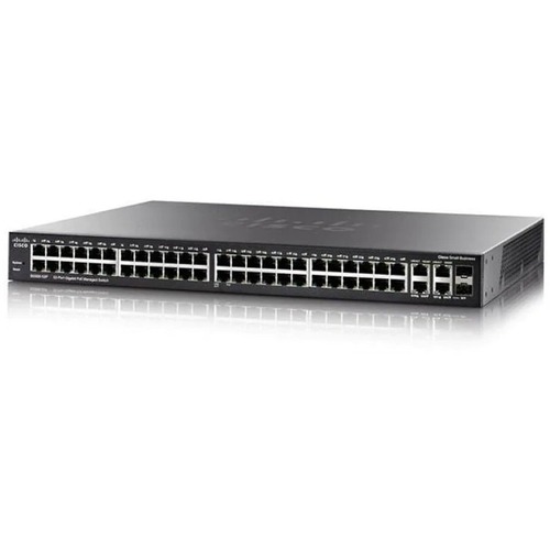 Cisco SG350-52P 52-Port Gigabit PoE Managed Switch - 52 Ports - Manageable - Gigabit Ethernet - 1000Base-T - Refurbished - 3 Layer Supported - 61.80 W Power Consumption - Twisted Pair - PoE Ports - Desktop, Rack-mountable - Lifetime Limited Warranty