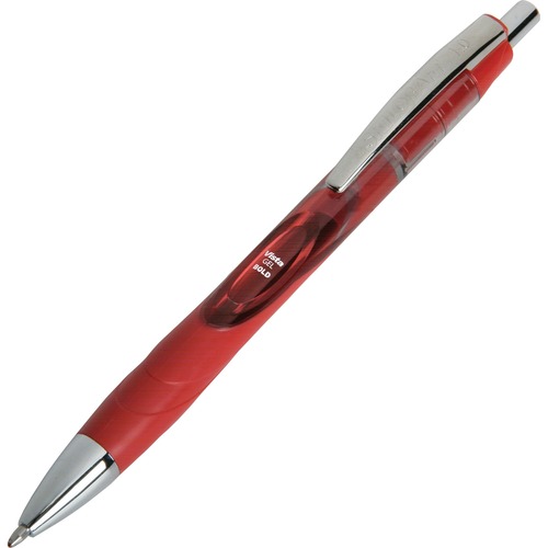 SKILCRAFT® Vista Gel Ink Pen - Bold Pen Point - Retractable - Red Ink - Gel-based - Red Barrel - 12 / Dozen