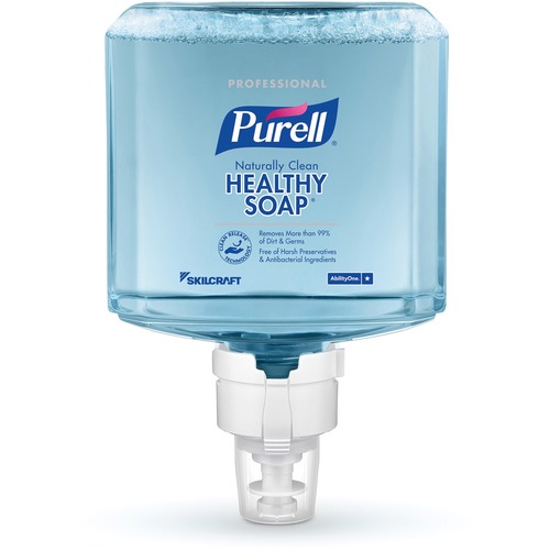 SKILCRAFT® PURELL Naturally Clean Healthy Soap - 1.27 quart - Kill Germs, Dirt Remover - Hand - Blue - Fragrance-free, Dye-free, Antibacterial-free, Preservative-free, Paraben-free, Phthalate-free - 2 / Box