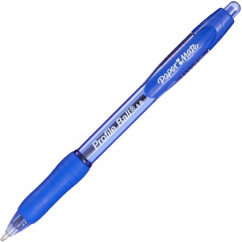 Paper Mate Profile 1.0mm Ballpoint Pens - Medium Pen Point - 1 mm Pen Point Size - Conical Pen Point Style - Retractable - Blue - Blue Barrel - 12 / Dozen