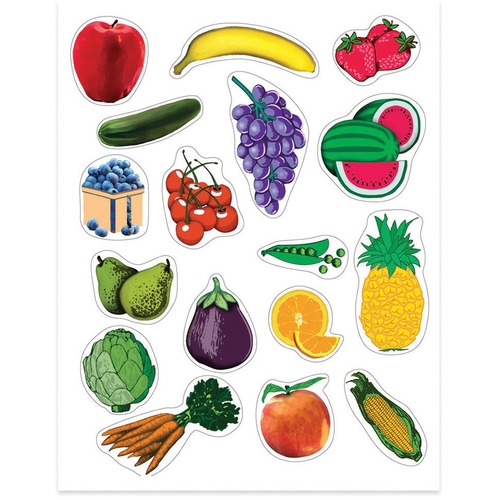 Hygloss Fruits & Vegetables Stickers - Learning, Fun Theme/Subject - Self-adhesive - Strong, Durable - 3 Sheet - Stickers - HYX01829