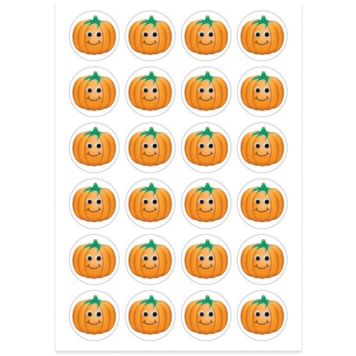 Hygloss Happy Pumpkins Stickers - Learning, Halloween, Fall/Autumn, Fun Theme/Subject - Self-adhesive - Durable, Easy to Use - 1" (25.4 mm) Diameter - 3 Sheet