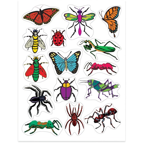 Hygloss Insects Stickers - Learning, Science, Insect Theme/Subject - Self-adhesive - Durable, Easy Peel - 3 Sheet