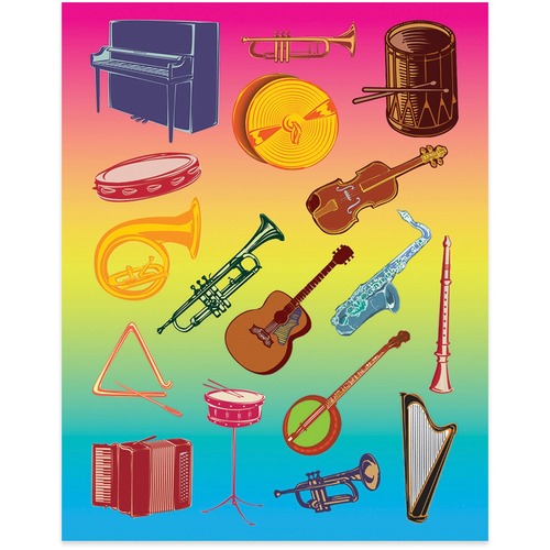 Hygloss Musical Instruments Stickers - Learning, Music Theme/Subject - Self-adhesive - Easy Peel, Durable, Strong - 3 Sheet