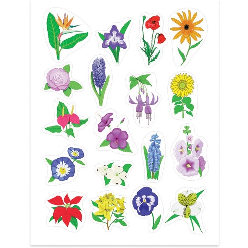 Hygloss Pretty Flowers Stickers - Learning, Flowers Theme/Subject - Self-adhesive - Durable, Easy Peel - 3 Sheet