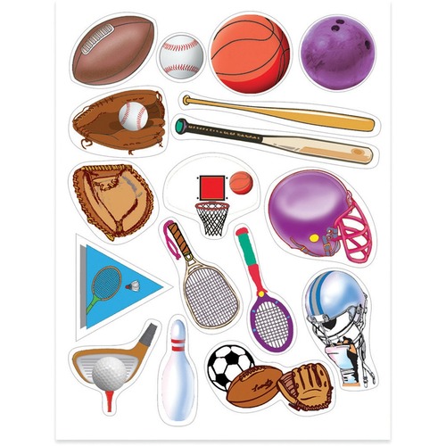 Hygloss Sports Stickers - Sports, Learning Theme/Subject - Self-adhesive - Easy Peel, Non-toxic, Fade Resistant - 3 Sheet