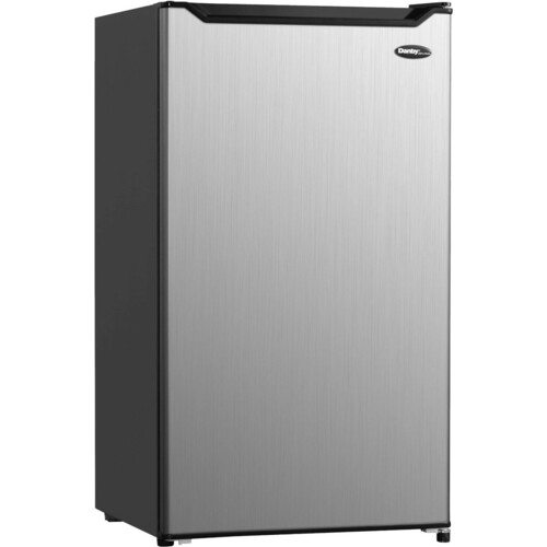 Danby Diplomat 4.4 cu. ft. Compact Refrigerator - 4.40 ft³ - Manual Defrost - Undercounter - Reversible - 4.40 ft³ Net Refrigerator Capacity - 120 V AC - Stainless Steel, Black