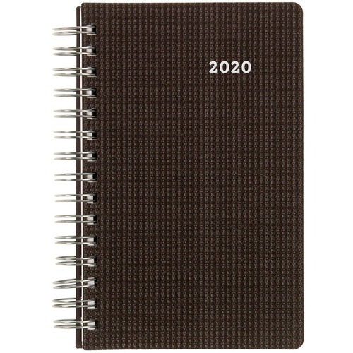 Brownline DuraFlex Daily Planner 2020 - Julian Dates - Daily, Monthly - 12 Month - January 2020 - December 2020 - 7:00 AM to 7:30 PM - Half-hourly - 1 Day Single Page Layout - 5" x 8" White Sheet - Twin Wire - Burgundy, Gray - Poly, Paper - Black Cover - 