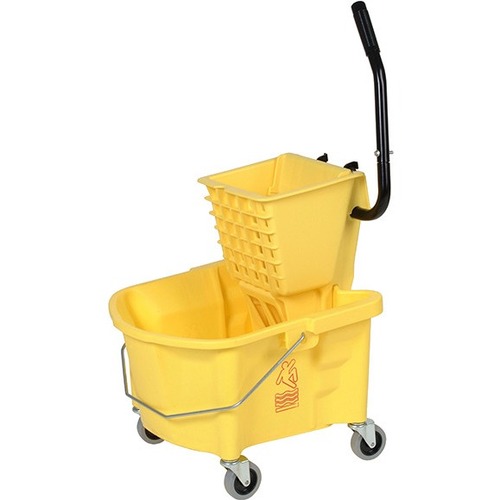 Continental 35 qt. Splash Guard Side-Press Combo Pack Yellow - 8.75 gal - Non-marking Caster - 40.8" x 18" - Yellow - 1