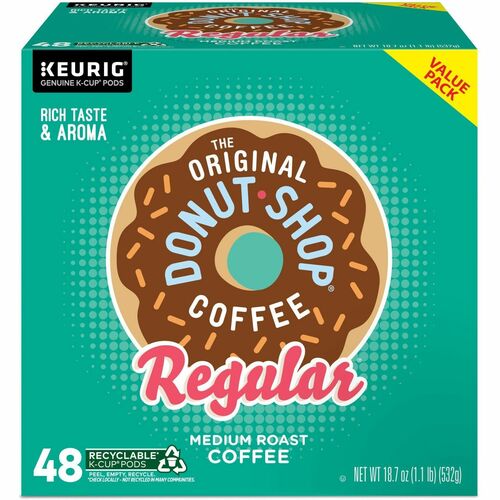 The Original Donut Shop® K-Cup, Pod Regular Keurig Single-Serve K-Cup Pods, Medium Roast Coffee, 48 Count - Compatible with Keurig K-Cup Brewer - Regular - Medium - 0.4 oz Per Pod - 48 Pod - K-Cup, Pod - Classic - Kosher - 48 / Pack