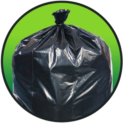 Pitt Plastics Eco Strong Trash Bag - 56 gal/80 lb Capacity - 43" Width x 47" Length - 1.20 mil (30 Micron) Thickness - Black - 10Pack - 10 Per Packet - Can - Recycled