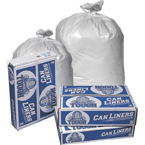 Pitt Plastics Mighty Tough Can Liners - 16 gal/30 lb Capacity - 32" Length x 24" Width x 0.45 mil (11 Micron) Thickness - White - Kitchen - 50 Packet - 500 / Case