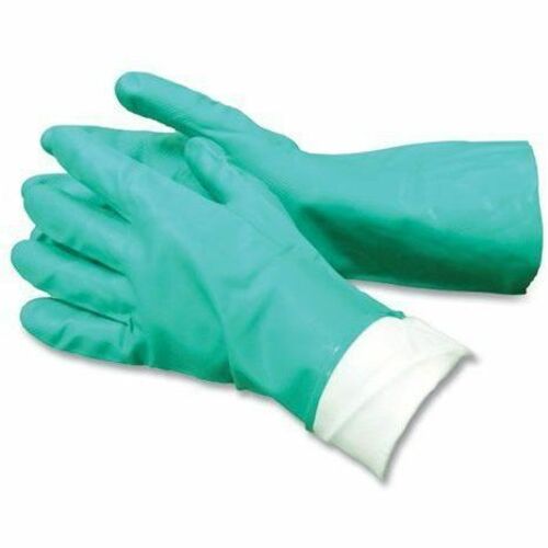 Ambitex NTL650 Work Gloves - Chemical, Detergent, Stain, Odor, Abrasion, Oil Protection - Large Size - Green - Flock-lined - For Food Processing, Manufacturing, Chemical Plant - 12 Pack - 15 mil Thickness - 13" Glove Length