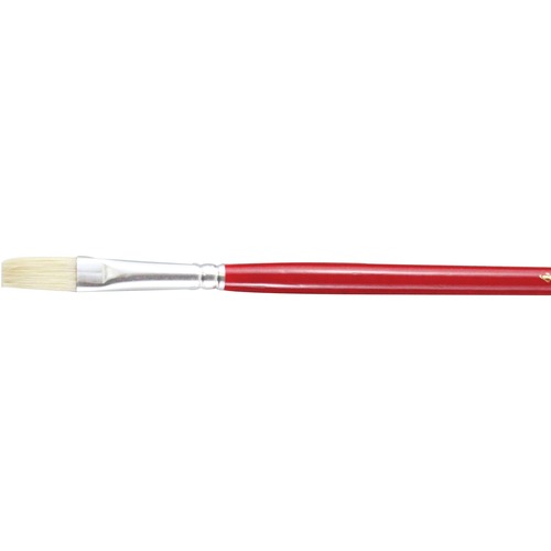 Heinz Jordan Acrilex White Bristle Brush - Flat - 12 Brush(es) - No. 4 - Paint, Paint Brushes & Canvas - HJC07145F04