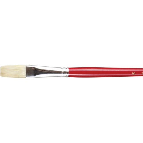 Heinz Jordan Acrilex White Bristle Brush - Flat - 12 Brush(es) - No. 8