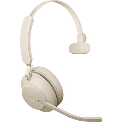Jabra Evolve2 65 Headset - Mono - USB Type A - Wireless - Bluetooth - Over-the-head - Monaural - Supra-aural - Beige