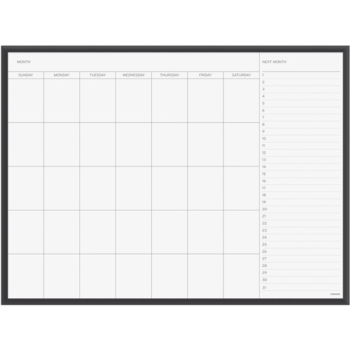 U Brands Magnetic Dry Erase Calendar Board - 35" (2.9 ft) Width x 47" (3.9 ft) Height - White Painted Steel Surface - Black Aluminum Frame - Rectangle - Horizontal - Magnetic - 1 Each