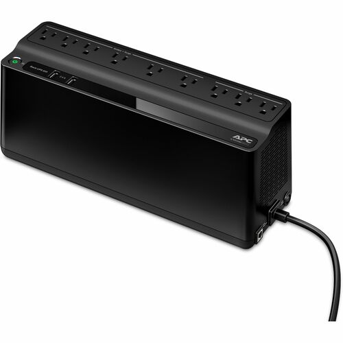 850VA APC Security Battery - 50 VA / 450 W backup battery power supply. 9 outputs (NEMA 5-15R): 6 UPS backup batteries with surge protection outlets, and 3 surge protection outlets. Two USB charging ports (2.4A shared). 1.5m power cord, 3-prong right-angl