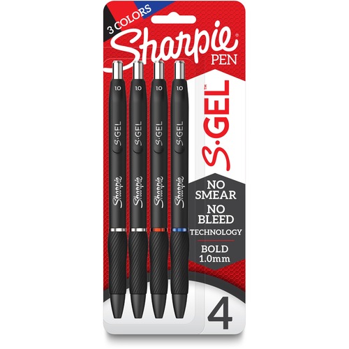 Sharpie S-Gel Pens - 1 mm Pen Point Size - Multi Gel-based Ink - Black Barrel - 4 / Pack