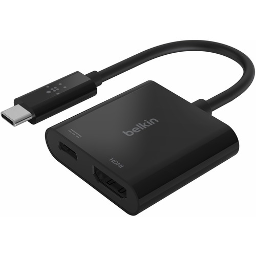 Belkin USB-C to HDMI Video Adapter + Charging port up to 60W Power Delivery, 4k at 60Hz - 1 Pack - 1 x Type C USB Male - 1 x HDMI Digital Audio/Video Female, 1 x USB Type C Power Female - 3840 x 2160 Supported