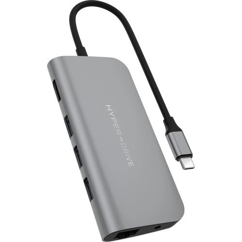 HyperDrive POWER HD30F-GRAY Docking Station - for Notebook, Tablet PC - 60 W - USB Type C - 5 x USB Ports - 3 x USB 3.0 - USB Type-C - Network (RJ-45) - HDMI - Audio Line Out - Wired