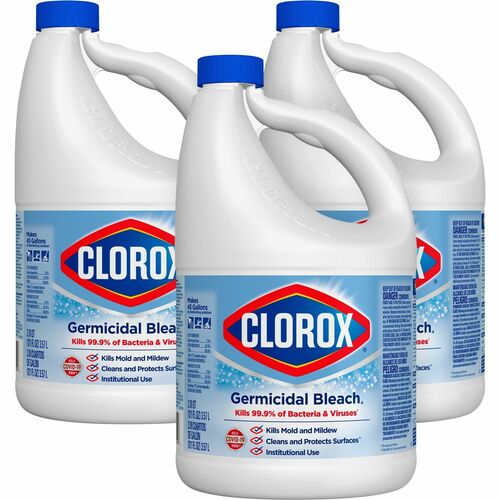 Clorox Germicidal Bleach - Concentrate - 121 fl oz (3.8 quart) - Regular Scent - 3 / Carton - Disinfectant - White