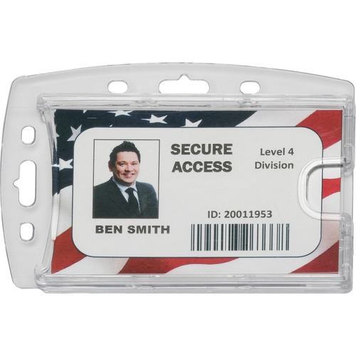 SKILCRAFT® Dual ID Card Holder - Horizontal - 3.4" Width x 2.1" Depth - Vinyl - Clear - 1 Dozen - TAA Compliant
