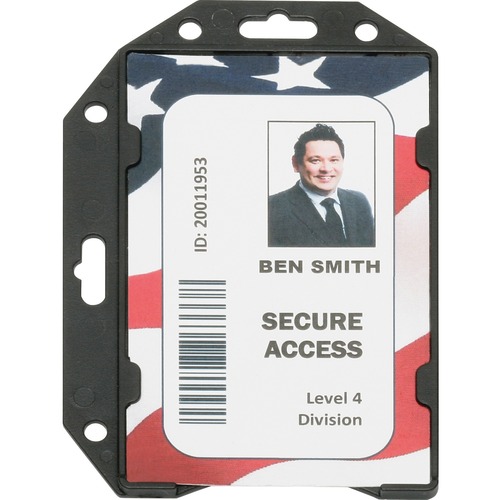 SKILCRAFT® RFID Shielded ID Card Holder - Horizontal, Vertical - 3.8" Height x 2.5" Width - Clear, Black - 1 Dozen - TAA Compliant