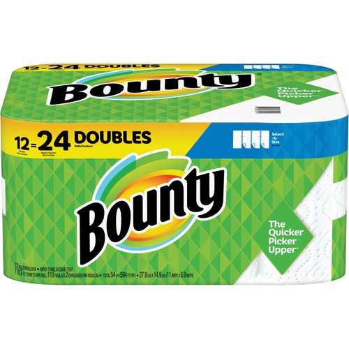 Bounty Bounty SAS 12-roll Paper Towels - 2 Ply - 5.94" x 11" - 98 Sheets/Roll - 4" Roll Diameter - White - Paper - 12 Rolls Per Pack - 1 Pack