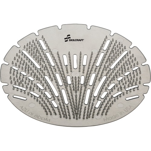 SKILCRAFT Deodorizing Urinal Screen - Lasts upto 45 Days - Anti-splash, Clog Remover, Deodorizer - 10 / Box - Gray
